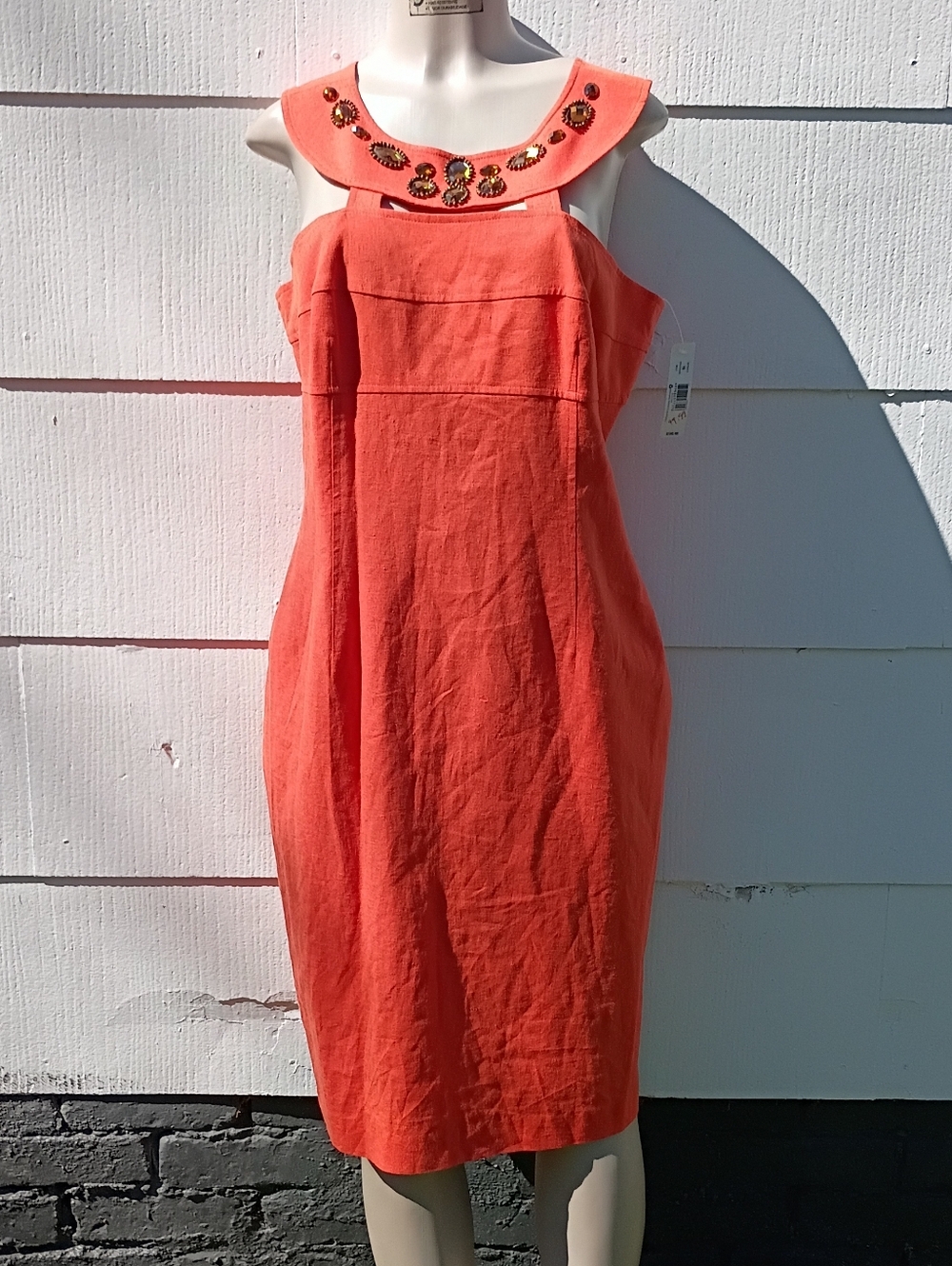 Orange Linen Blend Dress